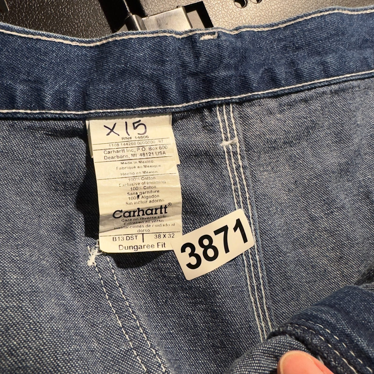Carhartt Dungaree Carpenter Jeans Mens 38x32 Blue Workwear