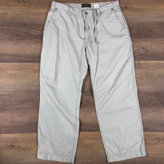 Eddie Bauer Khaki Drawstring Chino Pants Mens 36x30 Baggy