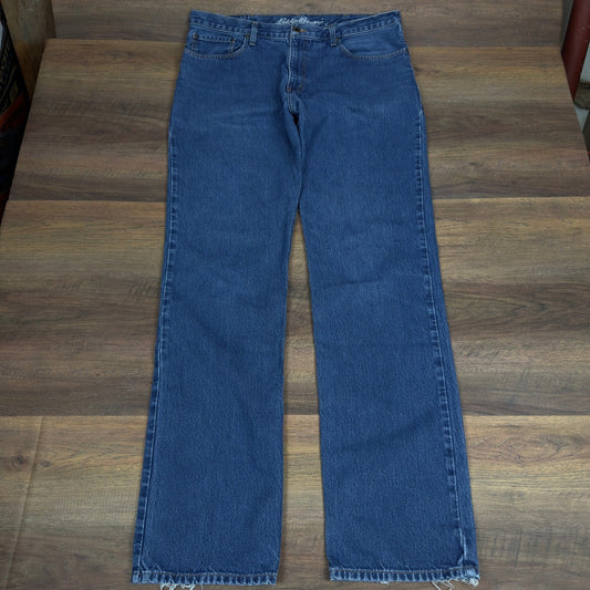 Eddie Bauer Straight Jeans Mens 38x38 Tall Medium Wash Baggy