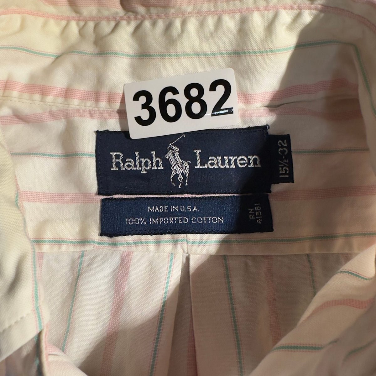Ralph Lauren Striped Shirt Mens 15.5 32 Cotton