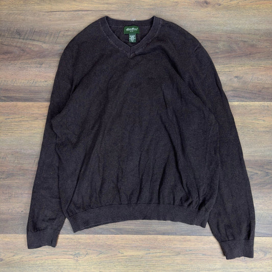 Vintage Y2K Eddie Bauer V-Neck Sweater Mens XL Tall Brown