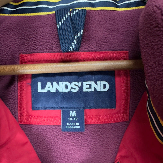 Lands End Mens Red Squall Parka Hooded Fleece Lined Winter Jacket Medium 10-12