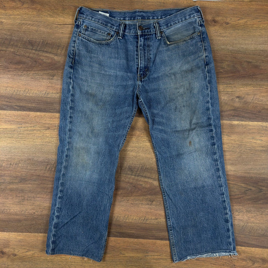 Levis 514 Straight Fit Jeans Mens 36 Medium Wash Distressed
