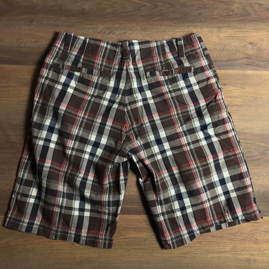 Y2K Arizona Jean Co Plaid Shorts Mens 36 Brown Red Baggy