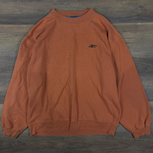 Y2K Reebok Crewneck Sweatshirt Mens L Burnt Orange Vector