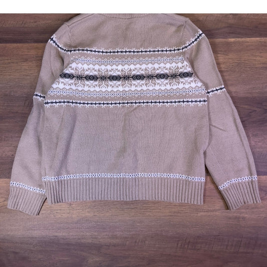 Croft & Barrow Fair Isle Quarter Zip Sweater Tan Nordic Ski