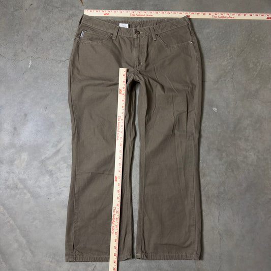 Carhartt Womens Canvas Pants 14x28 Khaki Bootcut Workwear