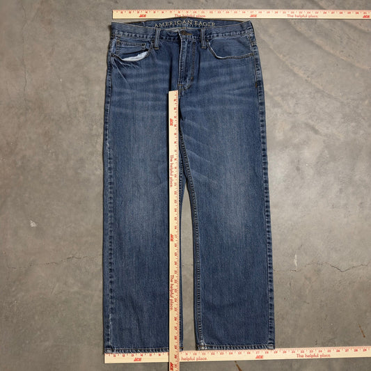 Vintage Y2K American Eagle Jeans Mens 33x30 Blue Baggy Straight