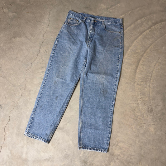 Carhartt Relaxed Fit Jeans Mens 38x30 Blue Leather Tab