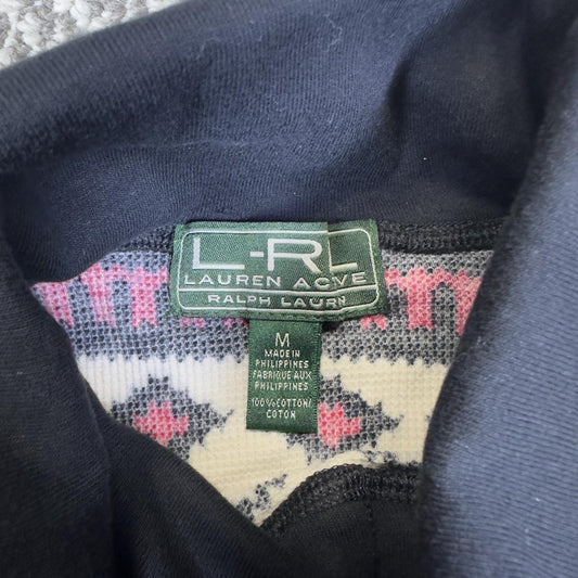 LRL Ralph Lauren Hoodie Women M Red Black Cotton Knit Plaid