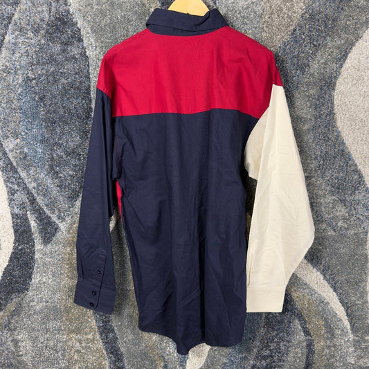 Vintage 90s Spindle River Colorblock Shirt Mens XL Red Navy