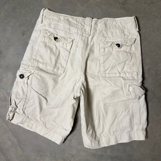 Vintage American Eagle Cargo Shorts Mens 33 Cream Baggy Gorpcore Streetwear