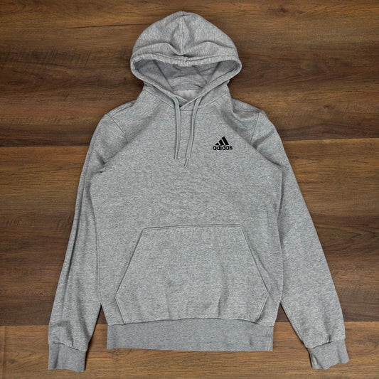 Adidas Mens Essentials Pullover Hoodie Heather Grey Logo M