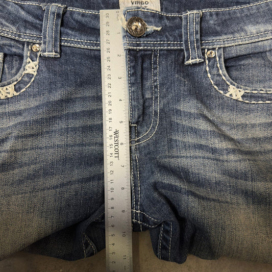 Daytrip Virgo Boot Jeans Womens 31R Dark Wash Bling Western