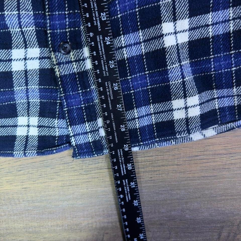 Orvis Plaid Flannel Shirt Jacket Mens XXL Blue White Shacket