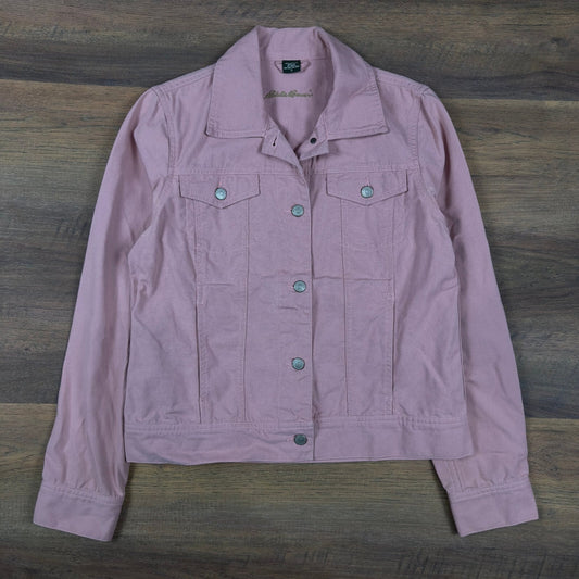 Eddie Bauer Cotton Canvas Trucker Jacket Womens S Dusty Rose