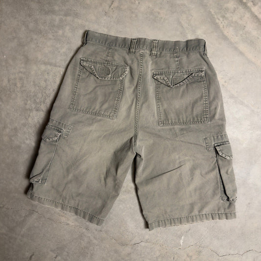 Utility Cargo Shorts Mens 34 Gray Green Baggy