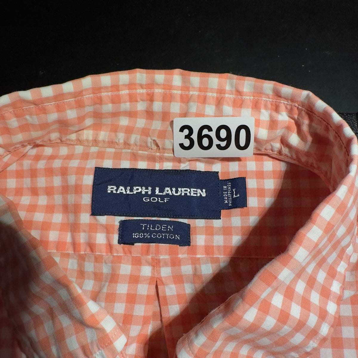 Ralph Lauren Golf Tilden Shirt Mens L Coral Gingham