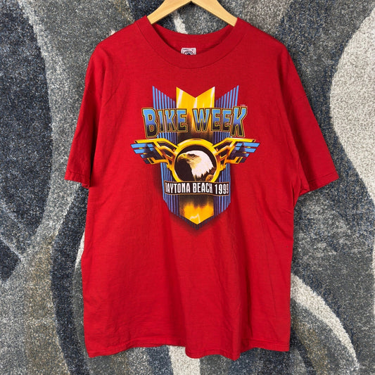 Vintage 1999 Daytona Bike Week T-Shirt Mens XL Red Eagle 90s