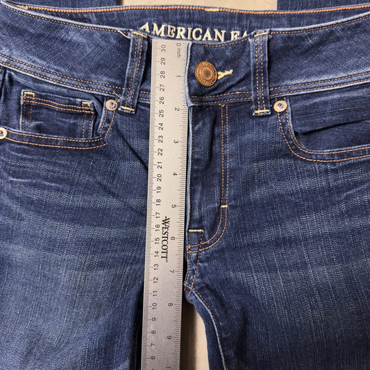 American Eagle Kick Boot Jeans Womens 0 Long Dark Wash
