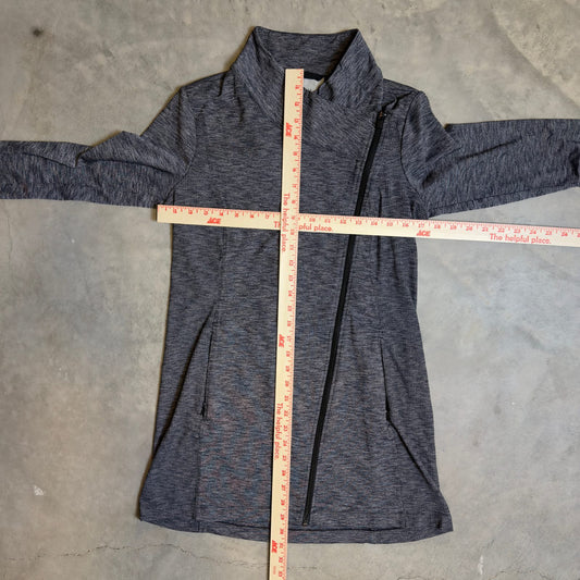 Athleta Asymmetric Zip Jacket Womens M Gray Funnel Neck