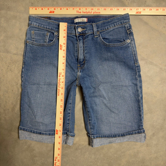 Levi's 515 Bermuda Denim Shorts Womens 10 Blue Cuffed Baggy Casual Classic