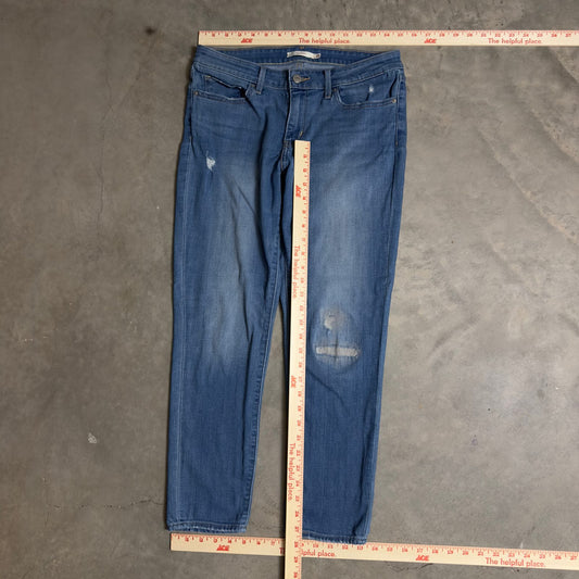 Levi's 711 Skinny Jeans Womens 29 Blue Distressed