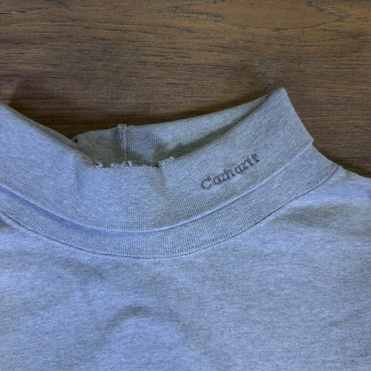 Carhartt Mens XL Tall Mock Neck Long Sleeve Shirt Heather Gray Distressed Cotton