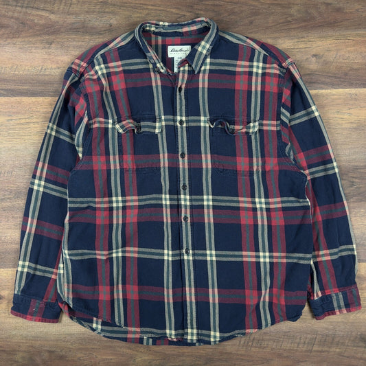 Vintage 90s Eddie Bauer Flannel Shirt Mens XXL Plaid Navy