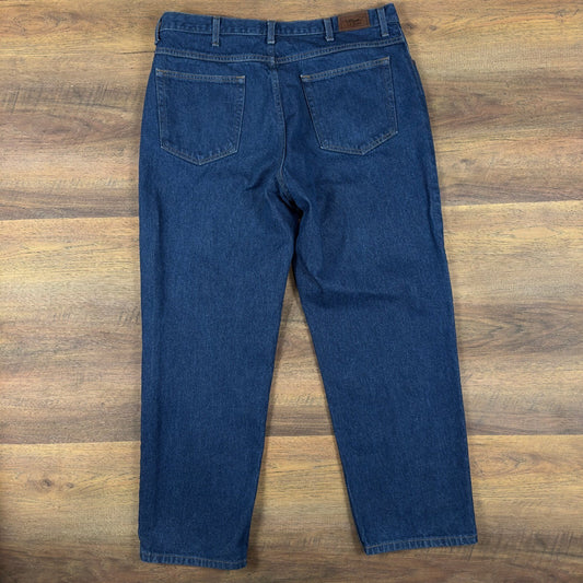 LL Bean Relaxed Fit Jeans Mens 38x30 Dark Wash Blue Baggy