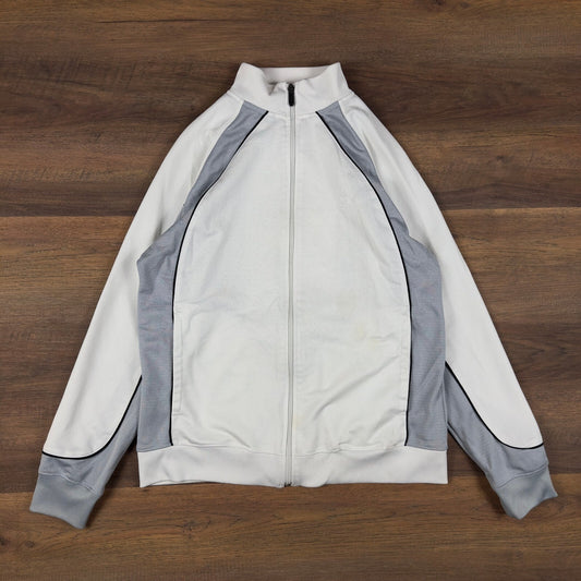 Starter Track Jacket Mens M White Grey Full Zip Mock Neck