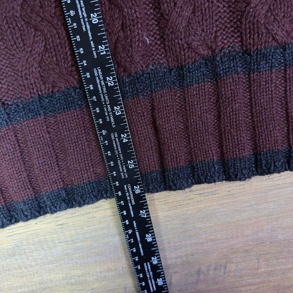Vintage Arizona Jean Cable Knit Sweater Men M Burgundy VNeck