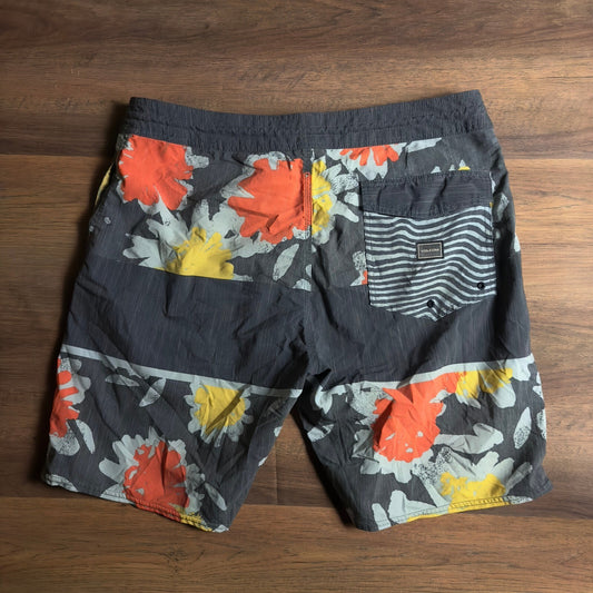 Volcom Stoneys Board Shorts Mens 36 Charcoal Gray Floral