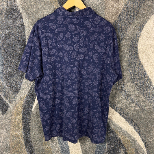 Polo Ralph Lauren Paisley Polo Shirt Mens XL Navy Preppy