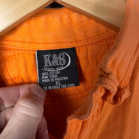 Vintage Y2K Sleeveless Vest Mens XL Orange Eagle Biker Punk