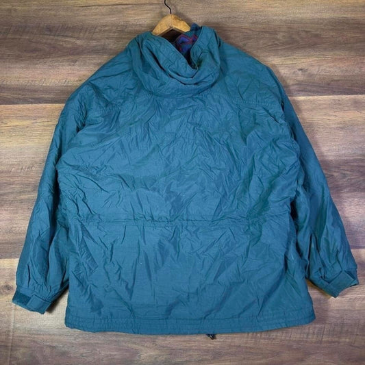Vintage Columbia Sportswear Hooded Jacket Men's L Teal Fleece Lined 90s