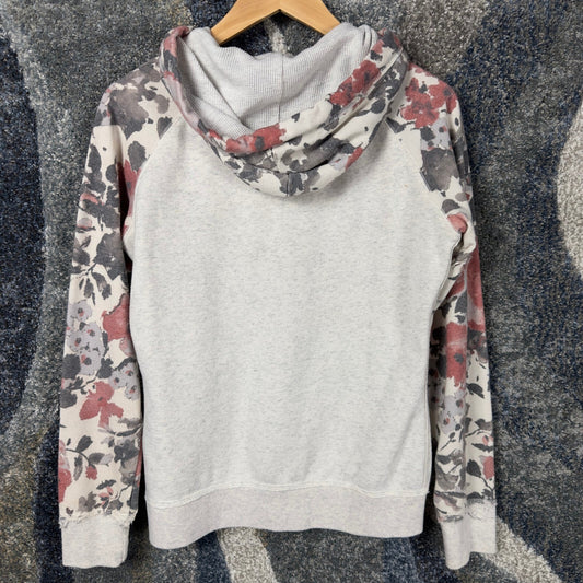 Aeropostale Zip Hoodie Womens M Floral Oatmeal Y2K Style