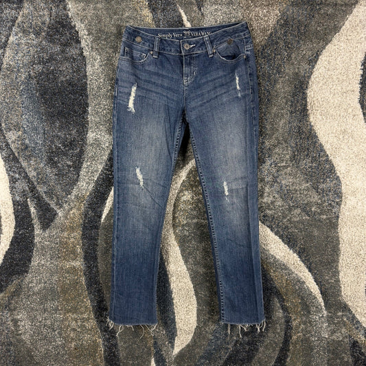 Y2K Simply Vera Wang Distressed Skinny Jeans Womens 2 Blue