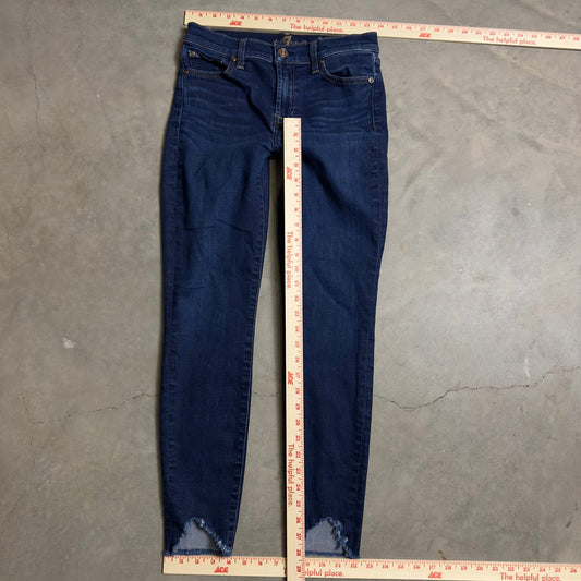 7FAM The Ankle Skinny Jeans Womens 27 Dark Wash