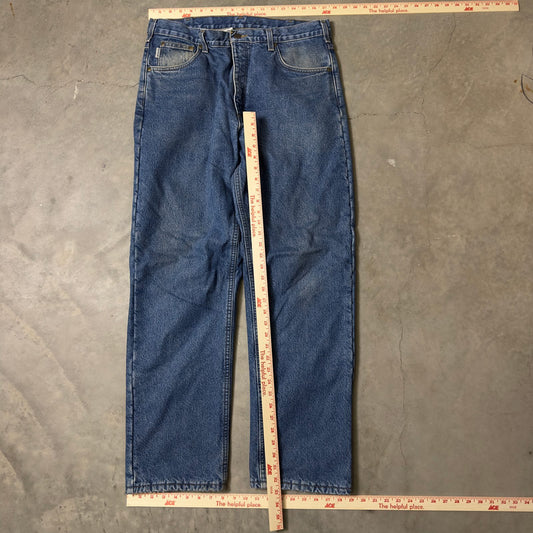 Carhartt Fleece-Lined Relaxed Jeans Mens 36x32 Dark Wash