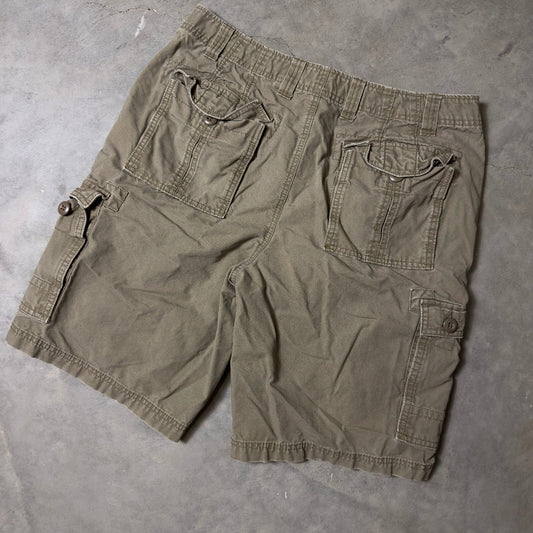 Eddie Bauer Cargo Shorts Mens 36 Olive Green Baggy