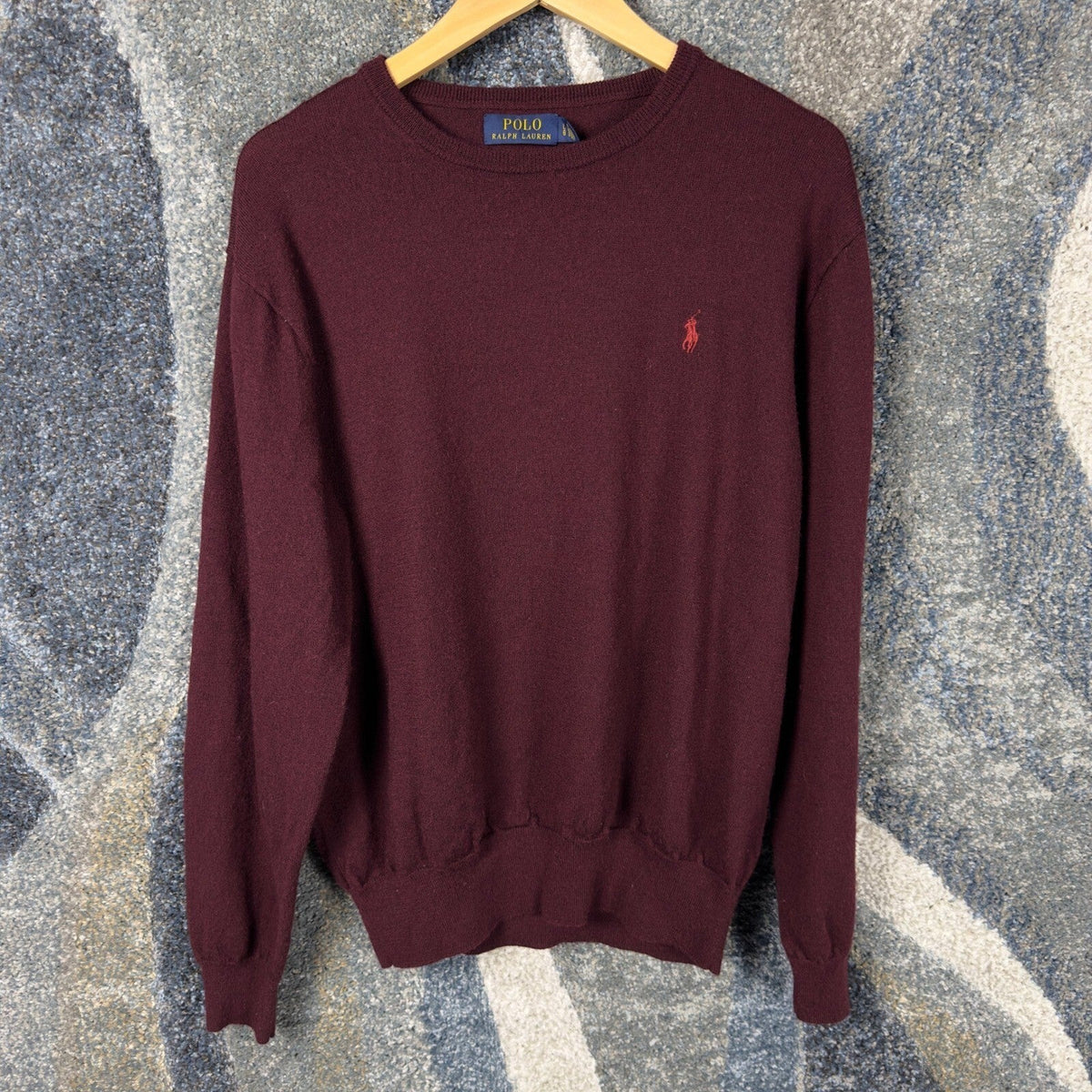 Polo Ralph Lauren Merino Wool Sweater Mens L Burgundy