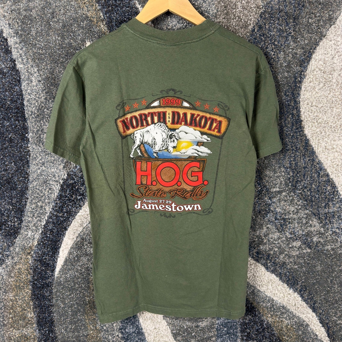 Vintage 1999 Harley Davidson HOG Rally T-Shirt Mens M Green