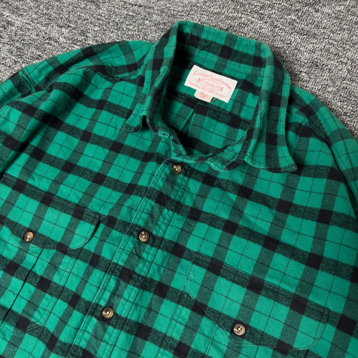 Filson Buffalo Plaid Flannel Shirt Mens XXL Green Cabin