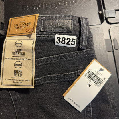 NWT Polo Ralph Lauren Mid Rise Skinny Jeans 26 Black