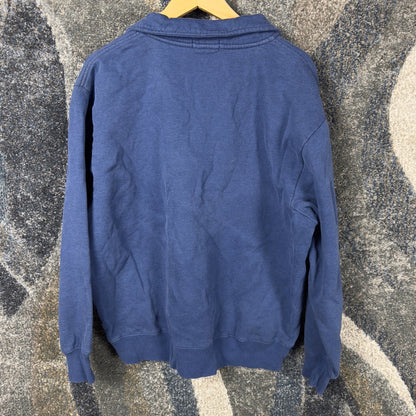 Vintage Nautica Quarter Zip Sweatshirt Mens L Blue Mock Neck