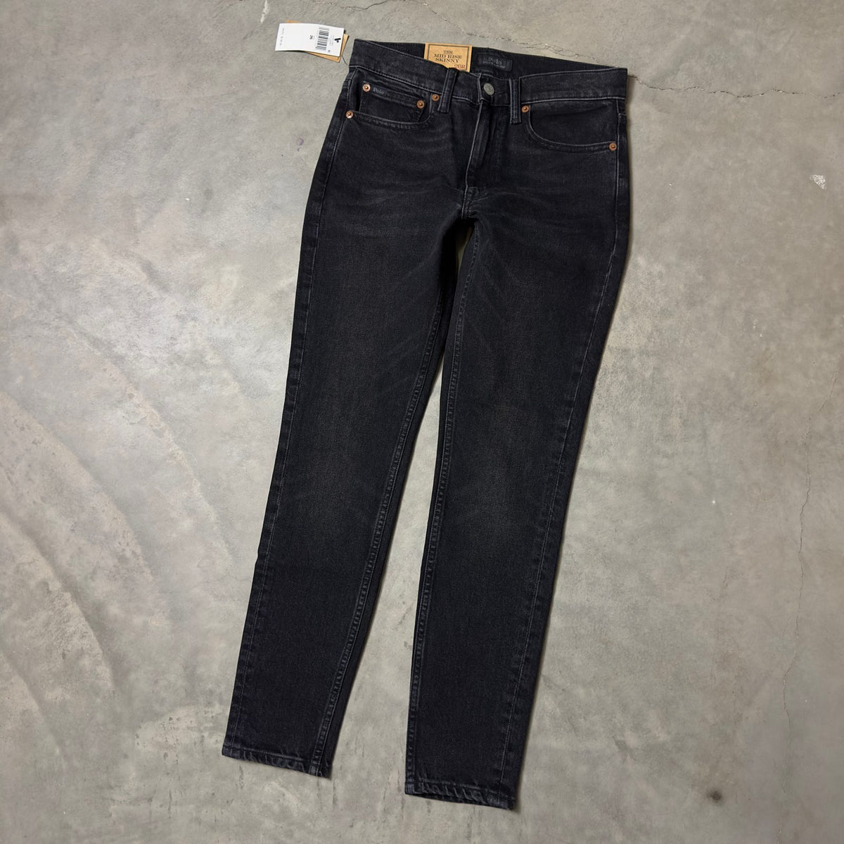 NWT Polo Ralph Lauren Mid Rise Skinny Jeans 26 Black