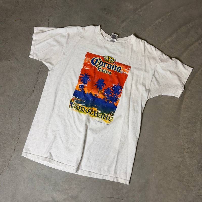 Vintage Corona Extra Cornaville T-Shirt Mens XL White Beer
