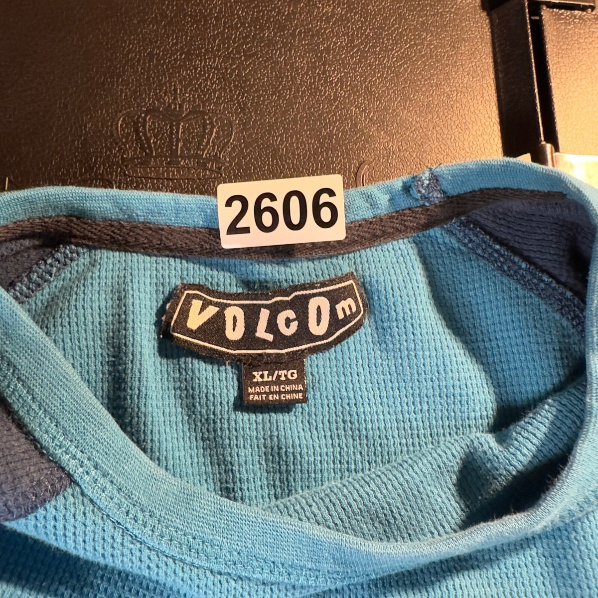 Volcom Raglan Thermal Shirt Mens XL Blue Waffle Knit Skate