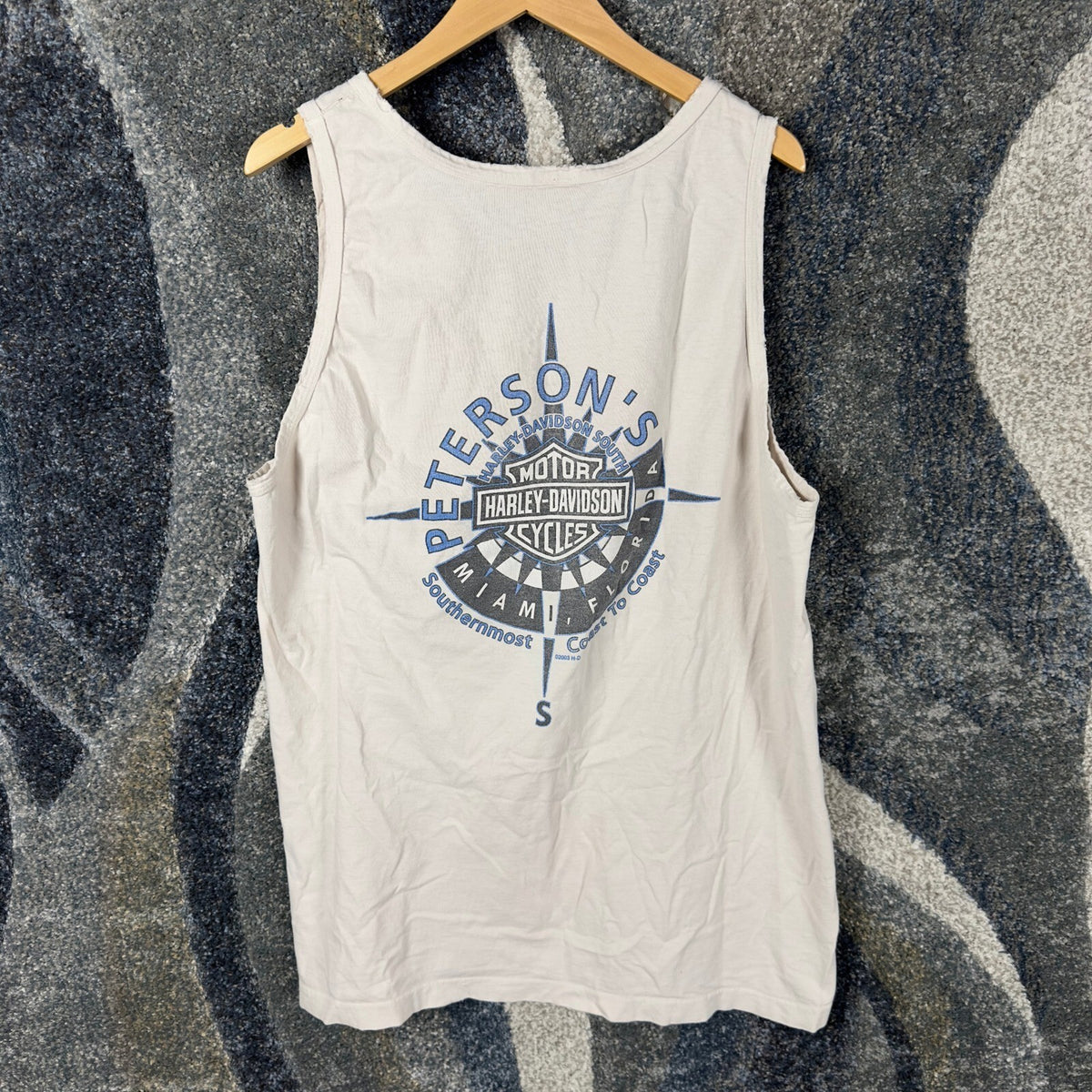 Vintage 2005 Harley Davidson Tank Top Mens XL Cream Miami